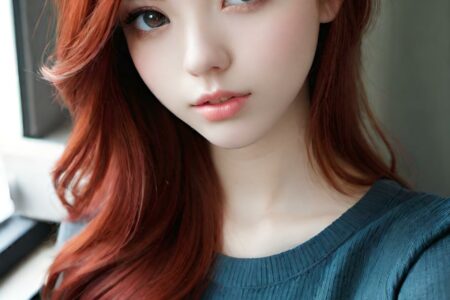 AI girl with red hair wallpaper