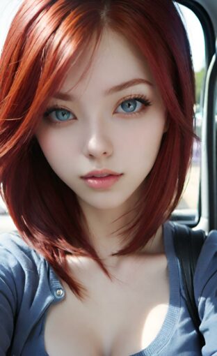 AI girl with red hair wallpaper