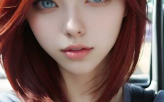 AI girl with red hair wallpaper