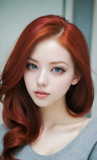 AI girl with red hair wallpaper
