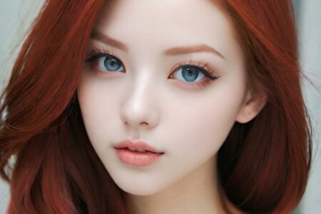 AI girl with red hair wallpaper