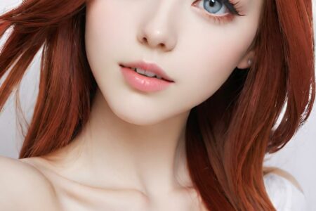 AI girl with red hair wallpaper