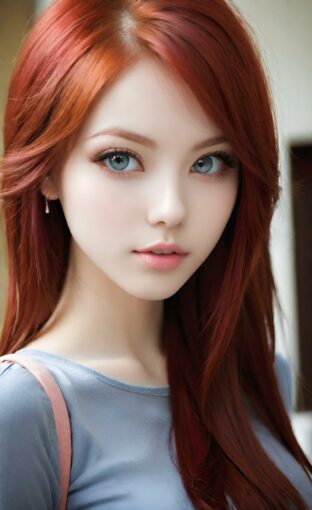 AI girl with red hair wallpaper