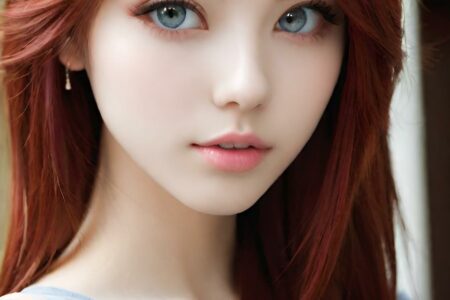AI girl with red hair wallpaper