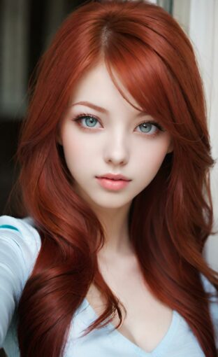 AI girl with red hair wallpaper