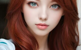 AI girl with red hair wallpaper