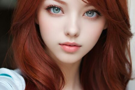 AI girl with red hair wallpaper