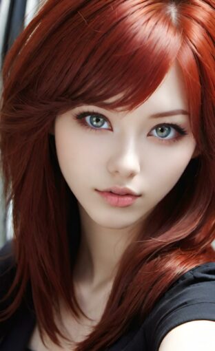 AI girl with red hair wallpaper