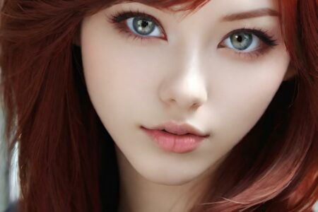 AI girl with red hair wallpaper