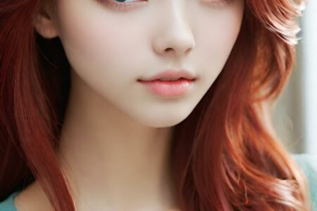 AI girl with red hair wallpaper