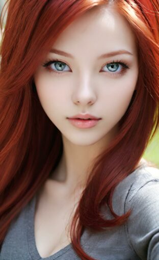 AI girl with red hair wallpaper