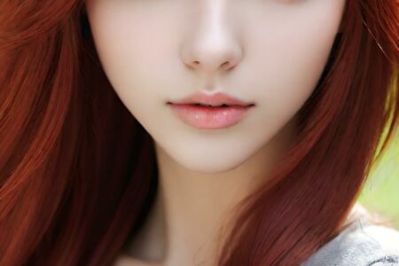 AI girl with red hair wallpaper