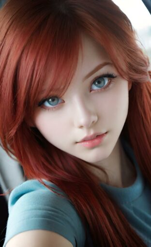 AI girl with red hair wallpaper