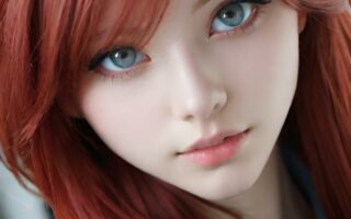 AI girl with red hair wallpaper