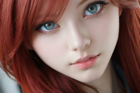 AI girl with red hair wallpaper