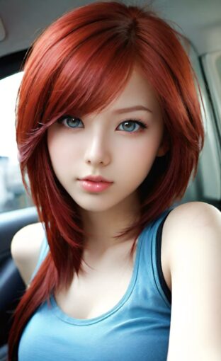 AI girl with red hair wallpaper
