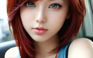 AI girl with red hair wallpaper