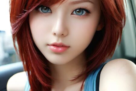 AI girl with red hair wallpaper