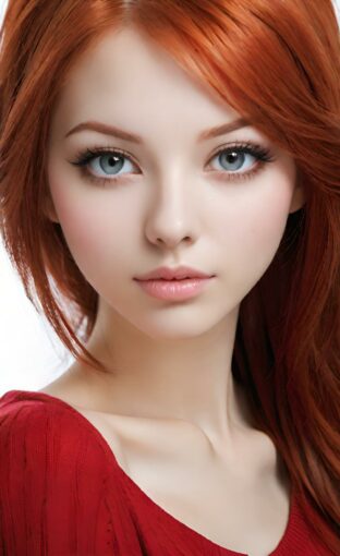 AI girl with red hair wallpaper