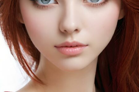 AI girl with red hair wallpaper