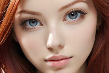 AI girl with red hair wallpaper
