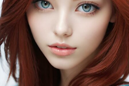 AI girl with red hair wallpaper