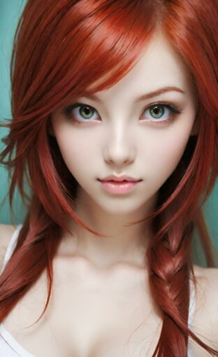 AI girl with red hair wallpaper