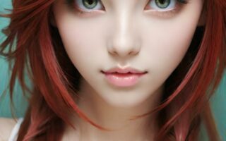 AI girl with red hair wallpaper