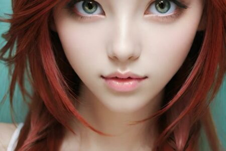 AI girl with red hair wallpaper