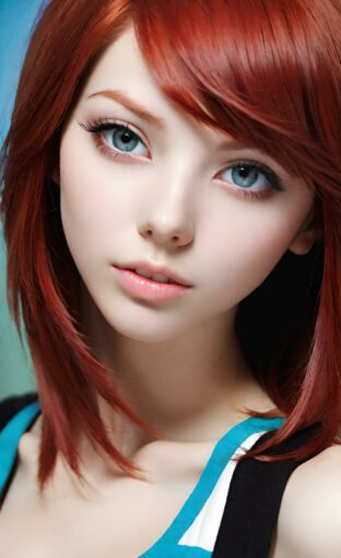 AI girl with red hair wallpaper