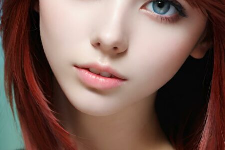 AI girl with red hair wallpaper