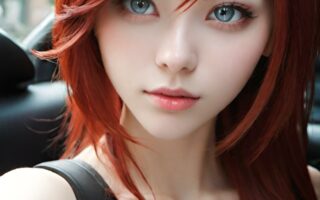 AI girl with red hair wallpaper