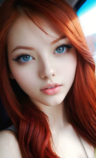 AI girl with red hair wallpaper