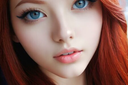 AI girl with red hair wallpaper