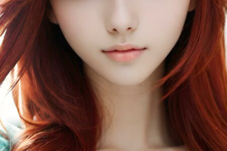 AI girl with red hair wallpaper