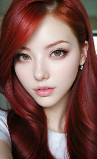 AI girl with red hair wallpaper