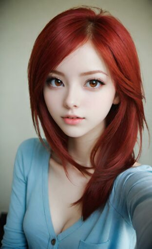 AI girl with red hair wallpaper