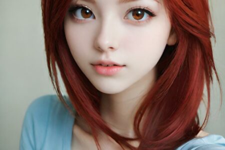 AI girl with red hair wallpaper