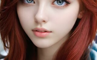 AI girl with red hair wallpaper