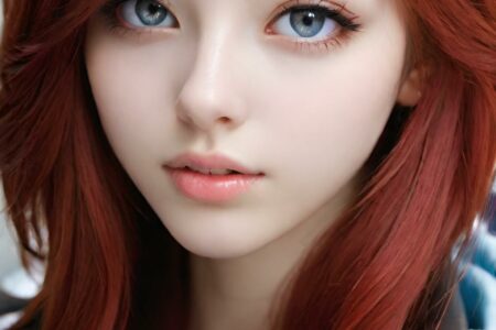 AI girl with red hair wallpaper