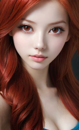 AI girl with red hair wallpaper