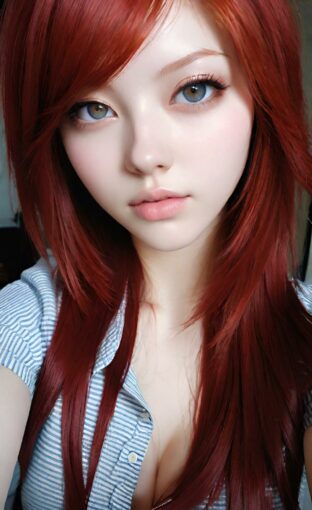 AI girl with red hair wallpaper