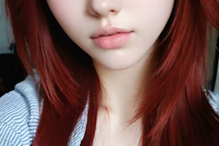 AI girl with red hair wallpaper