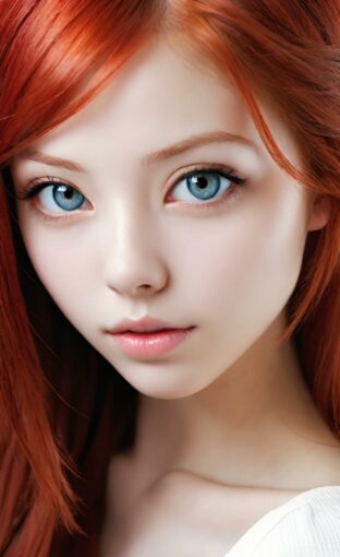 AI girl with red hair wallpaper