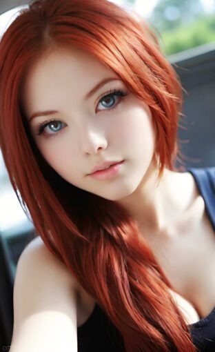 AI girl with red hair wallpaper