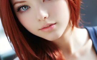 AI girl with red hair wallpaper
