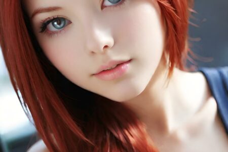 AI girl with red hair wallpaper