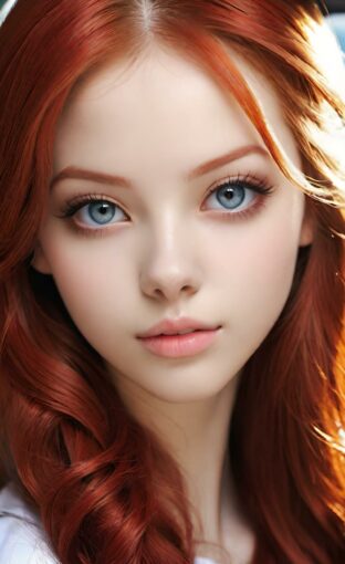 AI girl with red hair wallpaper