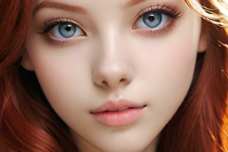 AI girl with red hair wallpaper