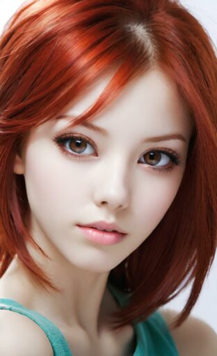 AI girl with red hair wallpaper